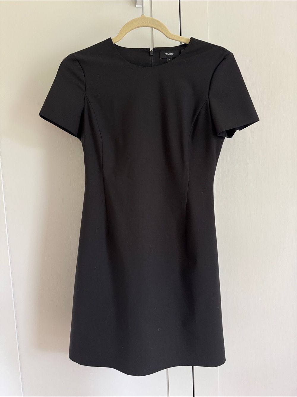 Theory Black Melange Short-Sleeve Sheath Dress 00